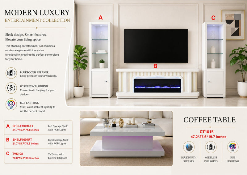 SHELF1004RT – Display Shelves 21.7"×15.7"×74.8" (WHITE) - 210000007906