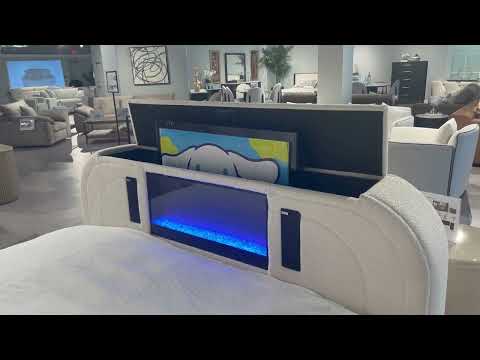 Shelyn EK Bed w/LED, TV Cabinet, Fireplace & Bluetooth - BD04751EK