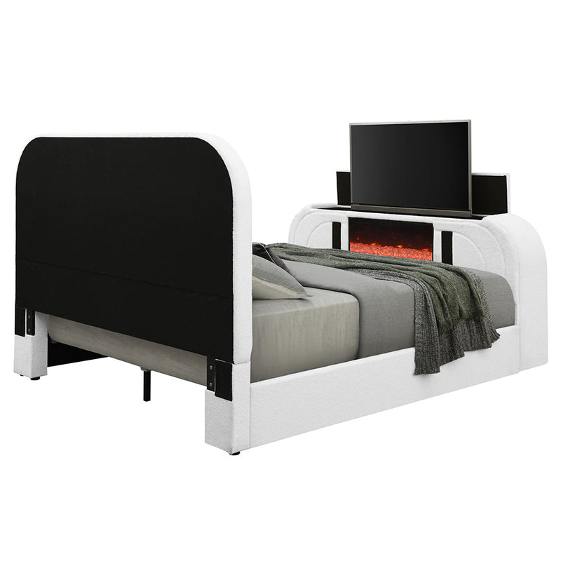 Shelyn EK Bed w/LED, TV Cabinet, Fireplace & Bluetooth - BD04751EK