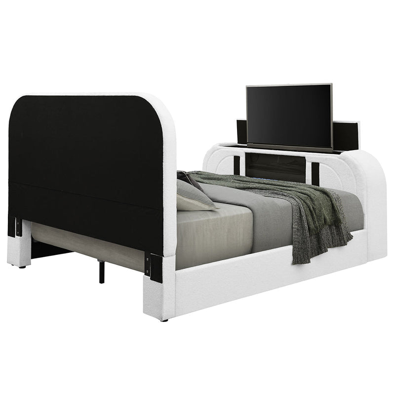 Shelyn Queen Bed w/LED, TV Cabinet, Fireplace & Bluetooth - BD04752Q