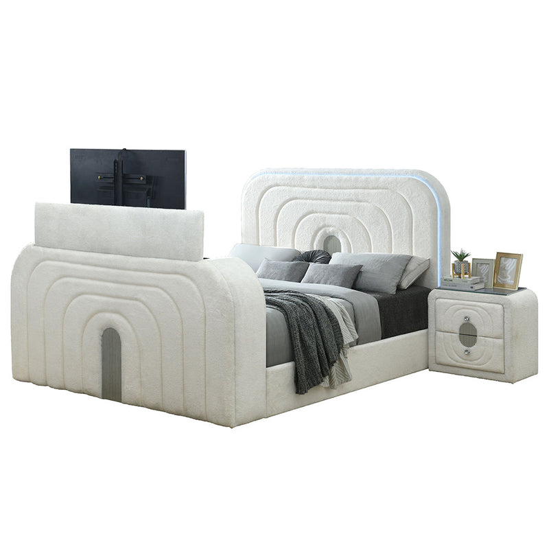 Shelyn Queen Bed w/LED, TV Cabinet, Fireplace & Bluetooth - BD04752Q