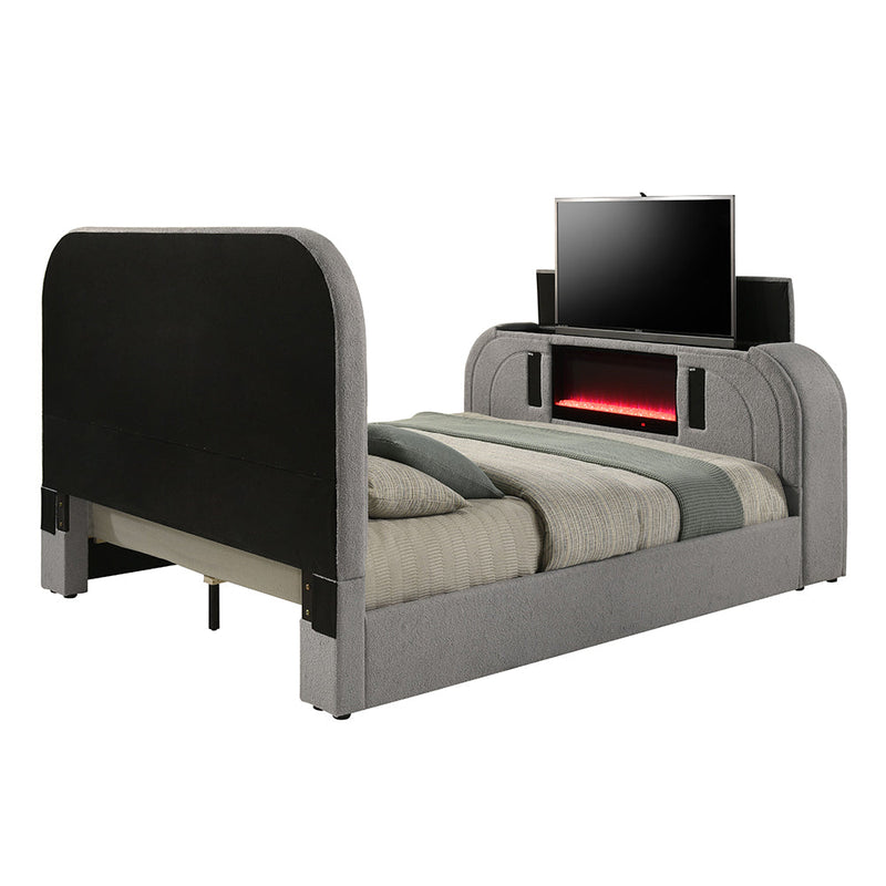 Shelyn Queen Bed w/Led, TV Stand, Fireplace & Bluetooth - BD05652Q