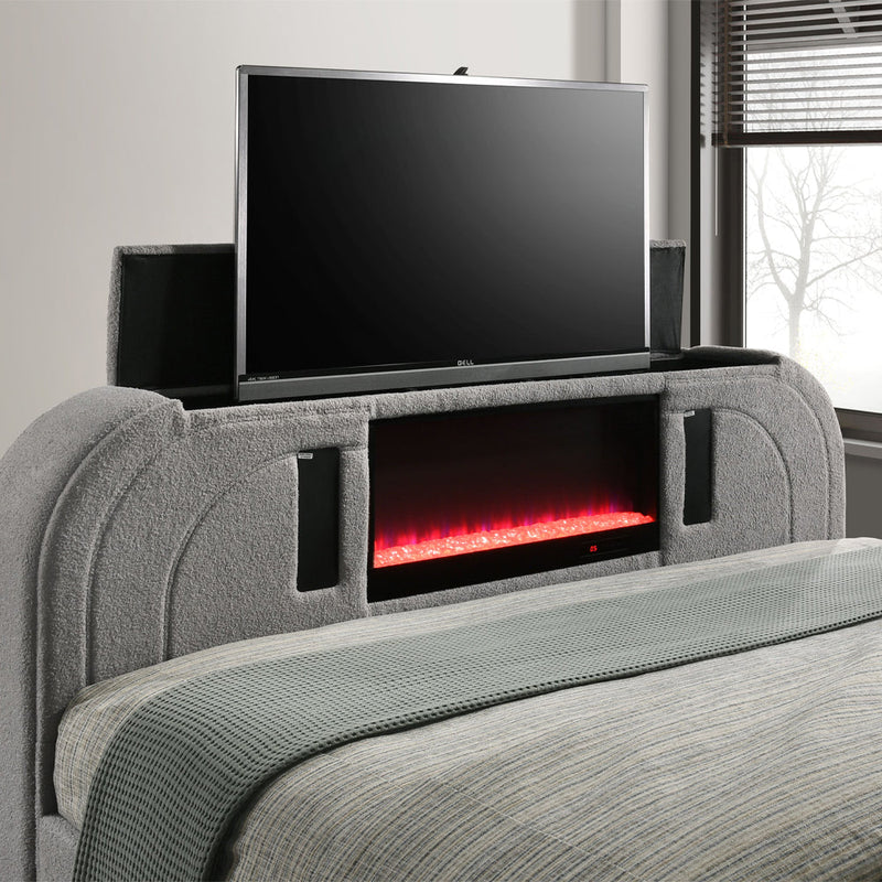 Shelyn Queen Bed w/Led, TV Stand, Fireplace & Bluetooth - BD05652Q