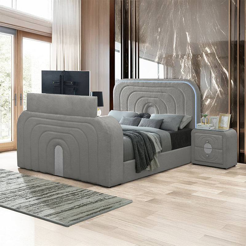 Shelyn Queen Bed w/Led, TV Stand, Fireplace & Bluetooth - BD05652Q