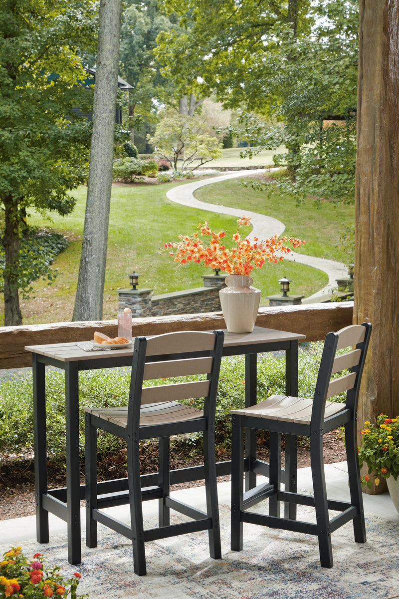 Shoreline Beach Black/Beige Outdoor Counter Table and 2 Barstools - PCP221-113