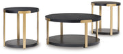 Shylore Black/Brass Finish Table (Set of 3) - T410-13