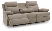 Side-Swipe Mocha Reclining Sofa with Drop Down Table - PC9140589