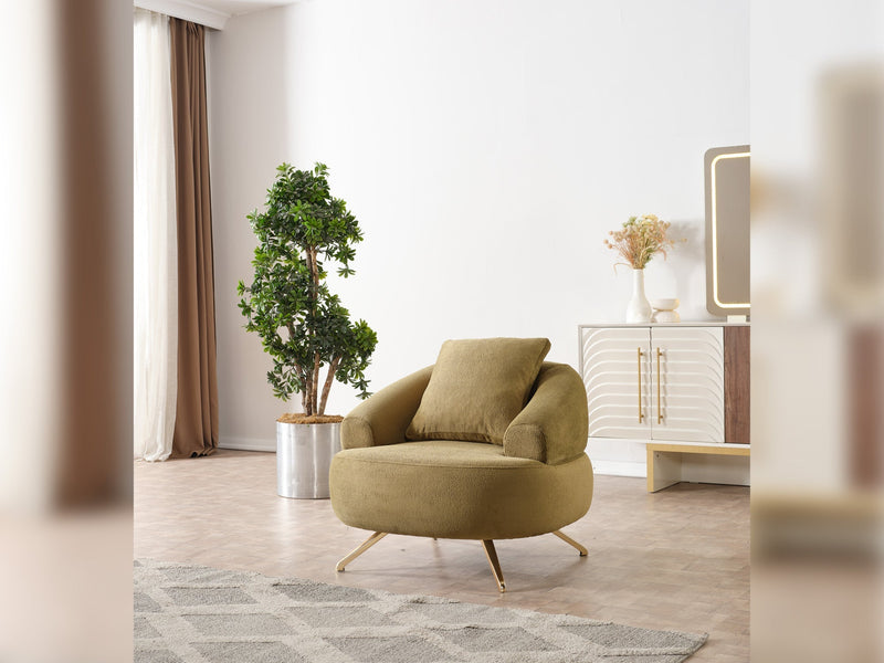 Sidney 3-pieces (Sofa & Loveseat & Chair) Livingroom in White - Orange - 200-ELIF-SID-A204-321