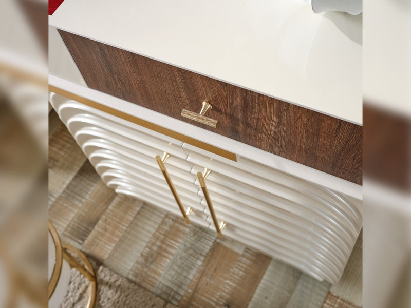 Sidney Bedroom (Queen Frame With Headboard & Dresser With Mirror & Ottoman & 2 Nightstand) - 200-ELIF-SID-A201-QBED-SET