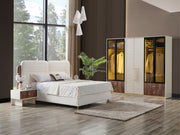 Sidney Bedroom (Queen Frame With Headboard & Dresser With Mirror & Ottoman & 2 Nightstand) - 200-ELIF-SID-A201-QBED-SET