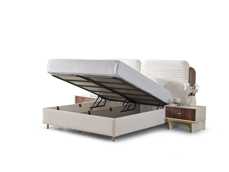 Sidney Bedroom (Queen Frame With Headboard & Dresser With Mirror & Ottoman & 2 Nightstand) - 200-ELIF-SID-A201-QBED-SET