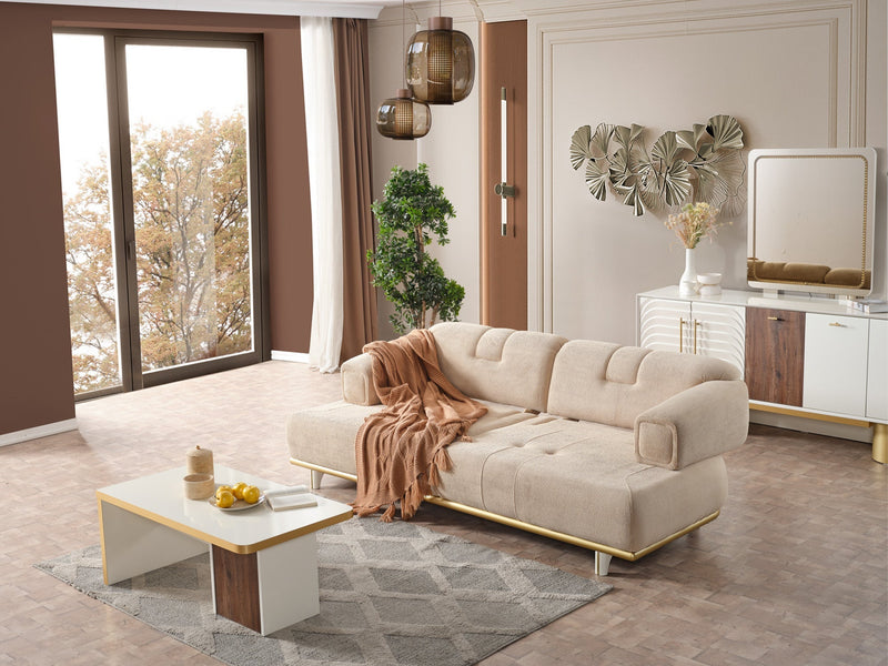 Sidney Convertible Loveseat in Beige - 200-ELIF-SID-A206-2