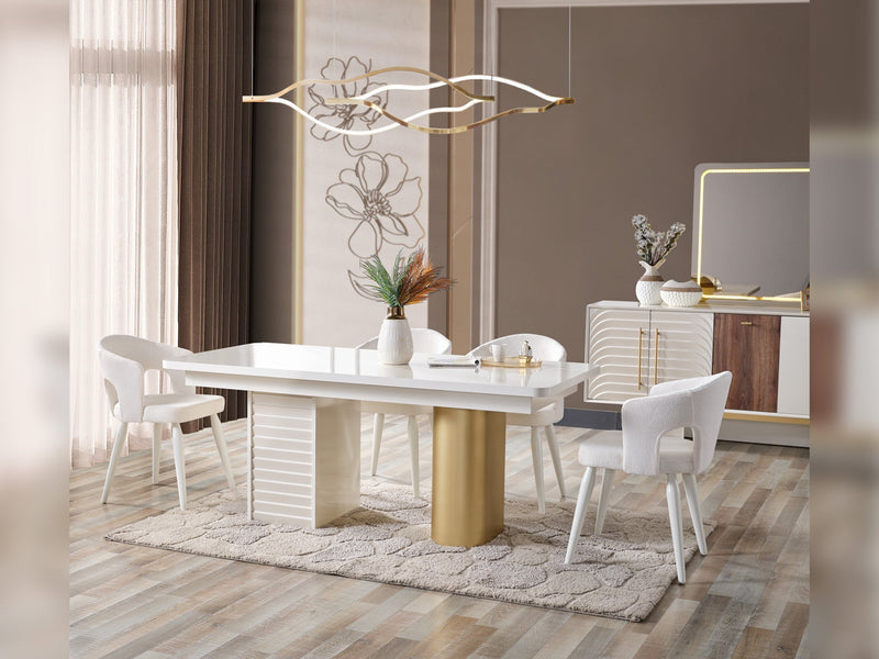 Sidney Diningroom (Consol With Mirror & Dining Table & 6 Dining Chair) - 200-ELIF-SID-A202-DT-6-SET