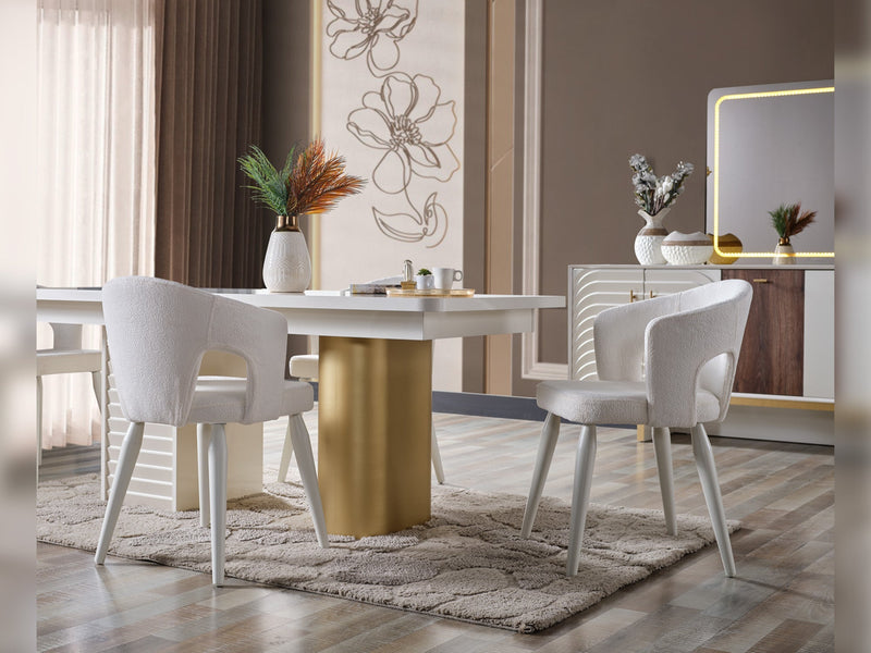 Sidney Diningroom (Consol With Mirror & Dining Table & 6 Dining Chair) - 200-ELIF-SID-A202-DT-6-SET