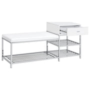 Siega 1-Drawer Shoe Storage Entryway Bench White High Gloss and Chrome - 910223