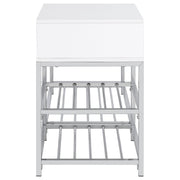 Siega 1-Drawer Shoe Storage Entryway Bench White High Gloss and Chrome - 910223