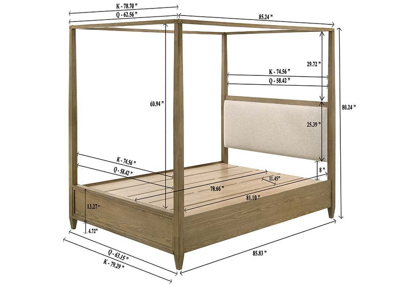Sienna Rustic Natural Queen Canopy Platform Bed - DMV FurnitureQueen Bed
