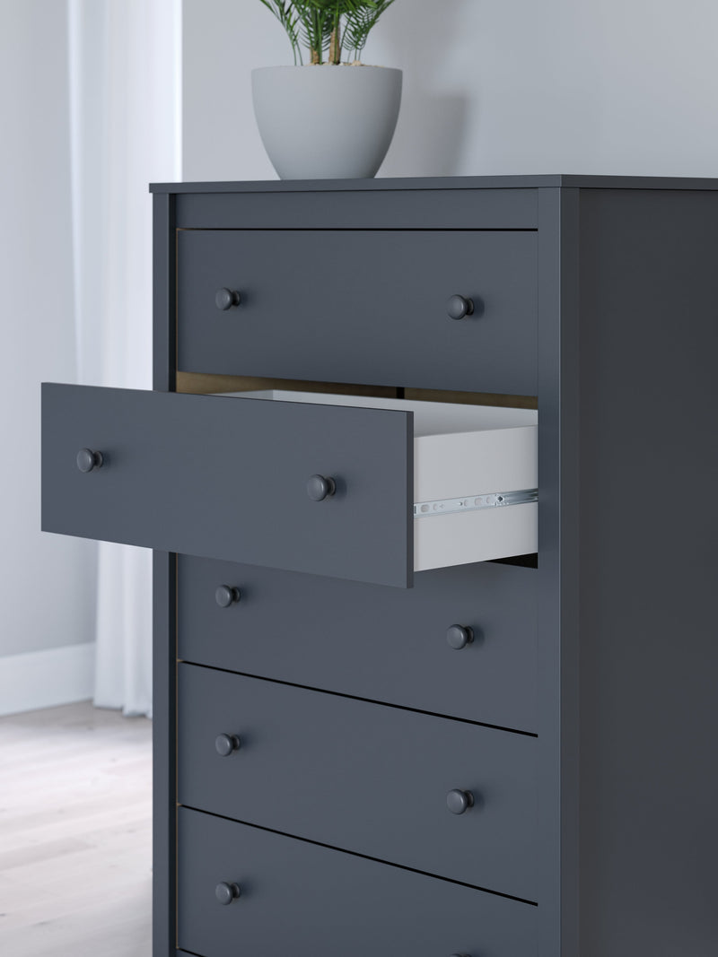 Simmenfort Full Panel Headboard with Dresser and Chest in Navy Blue - PKG020613