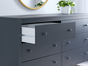 Simmenfort Full Panel Headboard with Dresser in Navy Blue - PKG020609