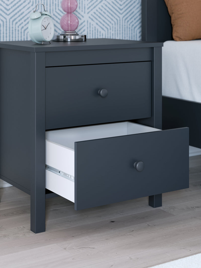 Simmenfort Full Platform Bed with 2 Nightstands in Navy Blue - PKG020629