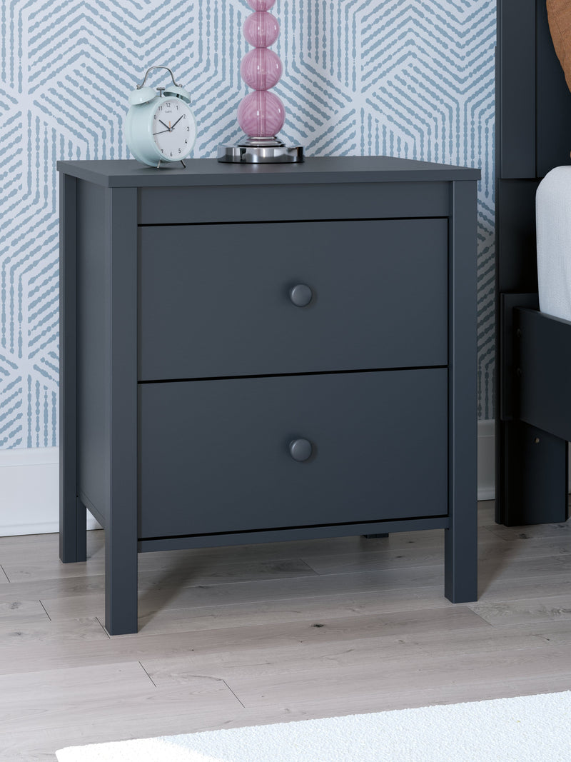 Simmenfort Full Platform Bed with 2 Nightstands in Navy Blue - PKG020629