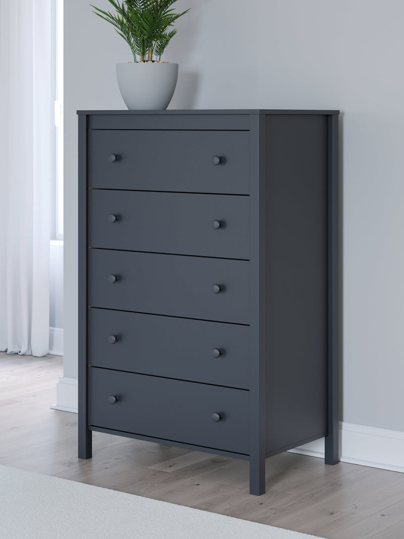 Simmenfort Full Platform Bed with Dresser and Chest in Navy Blue - PKG020627