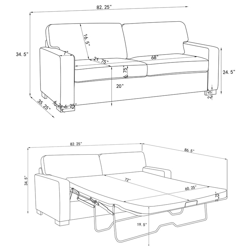 Simpson Upholstered Sofa Sleeper with Queen Mattress Grey - 360050