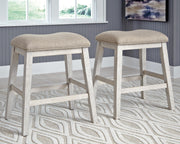 Skempton White/Light Brown Counter Height Bar Stool (Set of 2) - D394-024X2