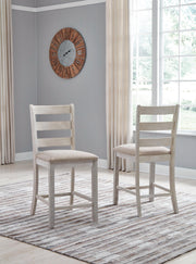 Skempton White/Light Brown Counter Height Bar Stool (Set of 2) - D394-124X2