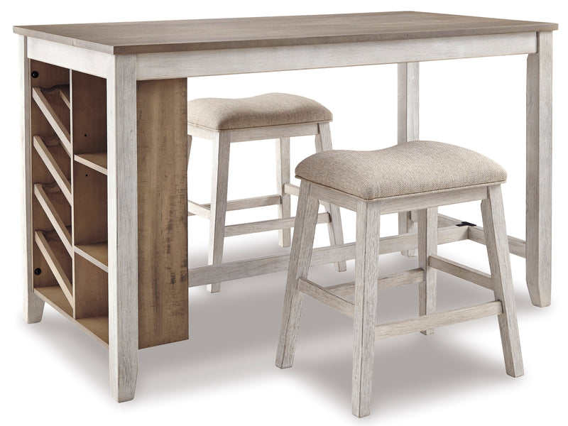 Skempton White/Light Brown 3 - Piece Counter Height Set w/ Stools - DMV FurnitureCounter Height Set