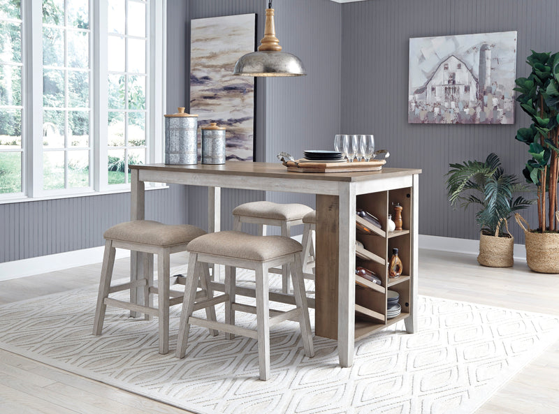 Skempton White/Light Brown 5 - Piece Counter Height Set w/ Stools - DMV FurnitureCounter Height Set