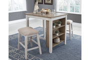 Skempton White/Light Brown Counter Height Dining Table and Bar Stools (Set of 3) - DMV FurnitureCounter Height Table