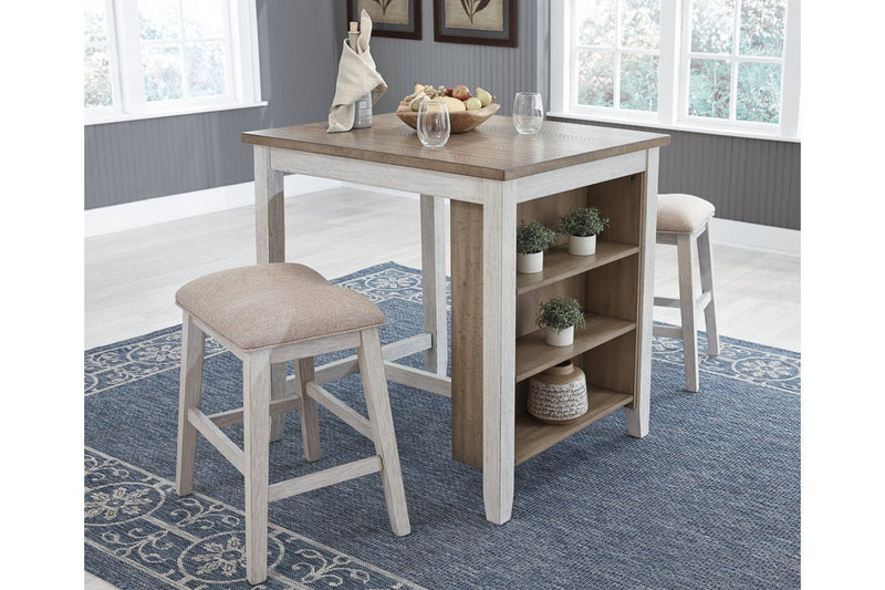 Skempton White/Light Brown Counter Height Dining Table and Bar Stools (Set of 3) - DMV FurnitureCounter Height Table