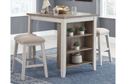 Skempton White/Light Brown Counter Height Dining Table and Bar Stools (Set of 3) - DMV FurnitureCounter Height Table