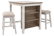 Skempton White/Light Brown Counter Height Dining Table and Bar Stools (Set of 3) - DMV FurnitureCounter Height Table
