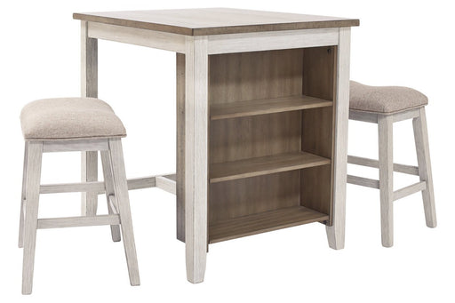 Skempton White/Light Brown Counter Height Dining Table and Bar Stools (Set of 3) - DMV FurnitureCounter Height Table