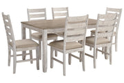 Skempton White/Light Brown Dining Table and Chairs (Set of 7) - DMV FurnitureDining Room Set