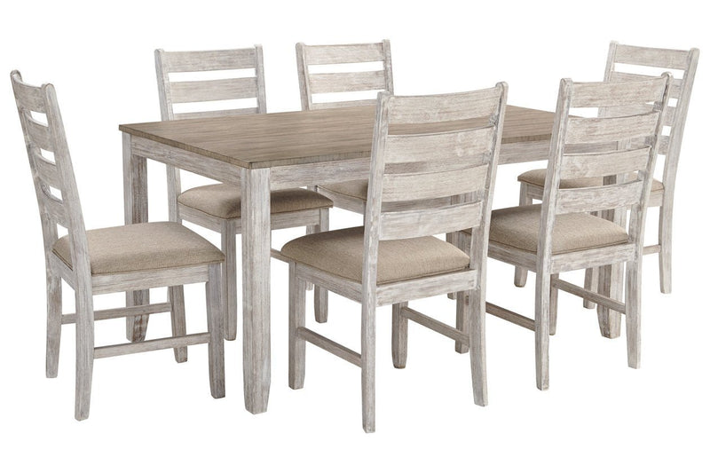Skempton White/Light Brown Dining Table and Chairs (Set of 7) - DMV FurnitureDining Room Set