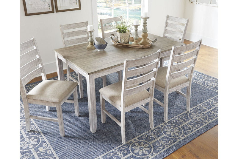 Skempton White/Light Brown Dining Table and Chairs (Set of 7) - DMV FurnitureDining Room Set