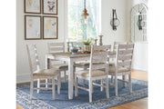 Skempton White/Light Brown Dining Table and Chairs (Set of 7) - DMV FurnitureDining Room Set