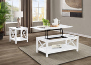 Skyview Square Pine Wood Side End Table with Shelf White - 722087