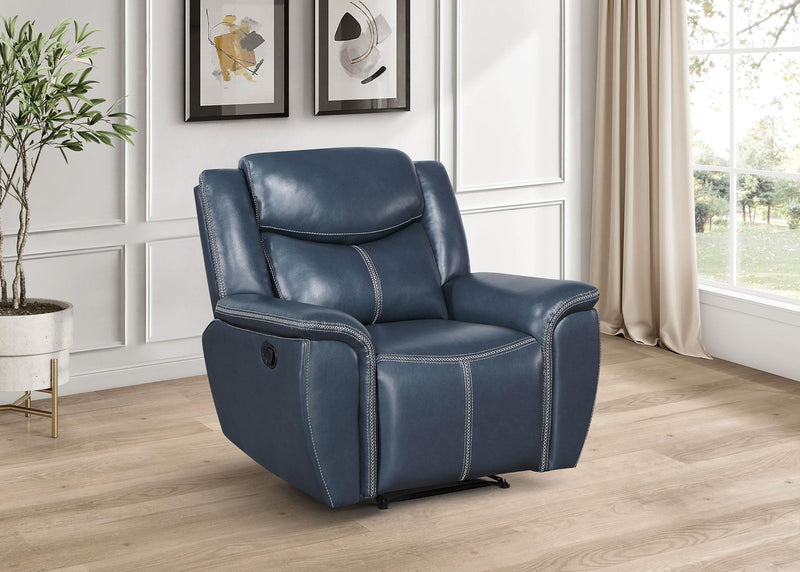 Sloane Upholstered Padded Arm Recliner Chair Blue - 610273