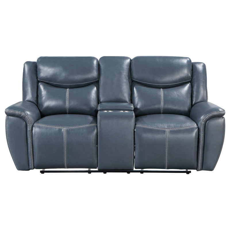 Sloane Upholstered Padded Arm Reclining Loveseat Blue - 610272