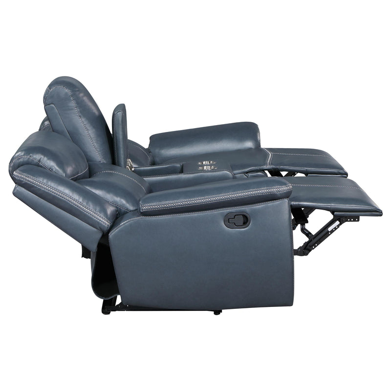 Sloane Upholstered Padded Arm Reclining Loveseat Blue - 610272