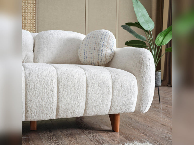 Snowy Stationary Loveseat Cream in Cream - 101-SNO-ROMAC-2