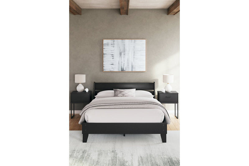 Socalle Black Queen Panel Platform Bed - DMV FurnitureQueen Bed