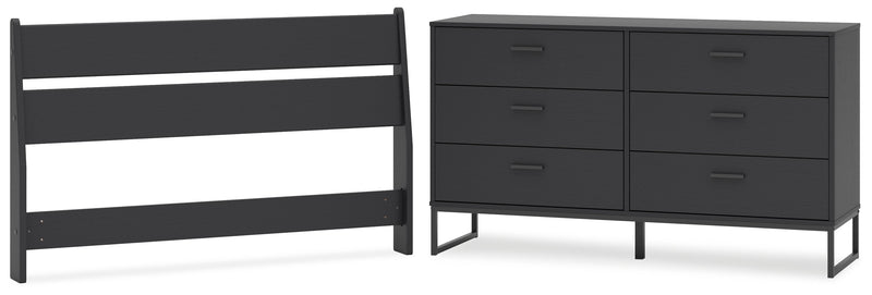 Socalle Full Panel Headboard with Dresser in Black - PKG018860