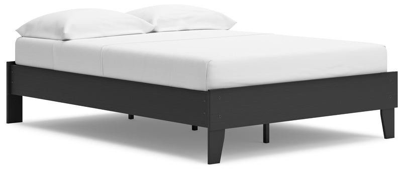Socalle Full Platform Bed with 2 Nightstands in Black - PKG019045