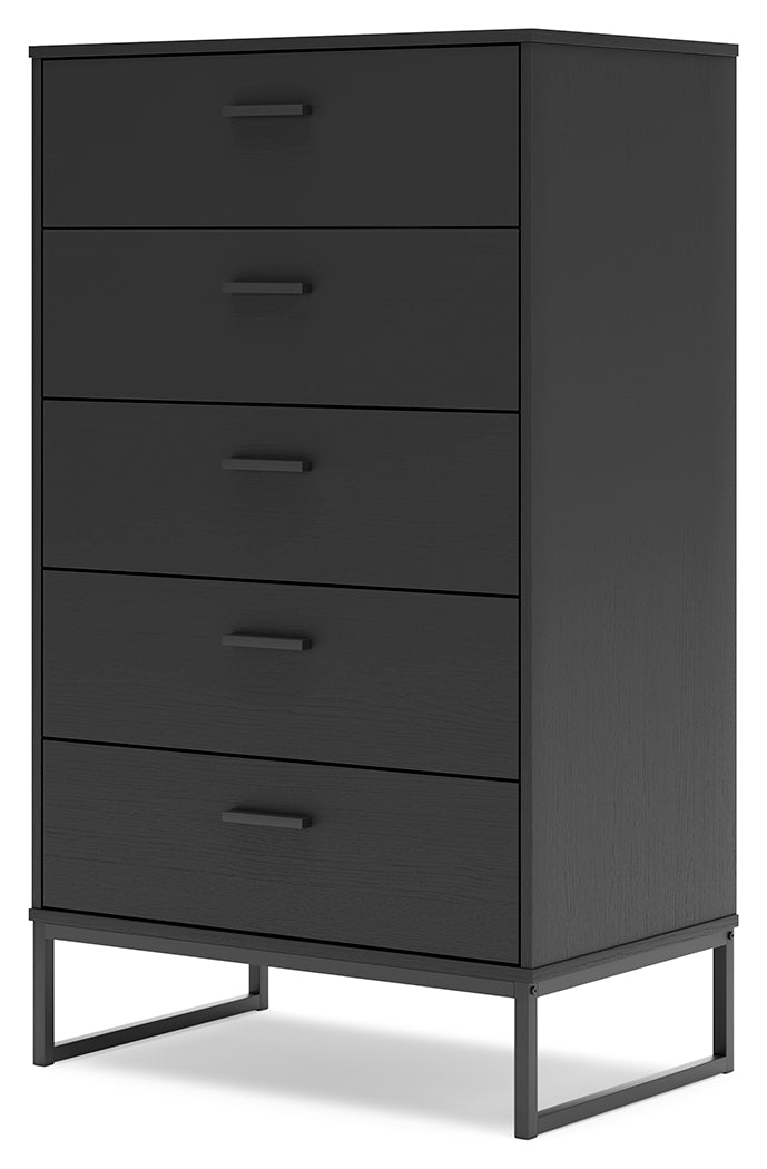Socalle Queen Panel Headboard with Dresser, Chest and Nightstand in Black - PKG018867