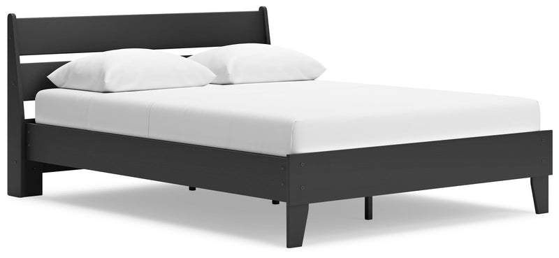 Socalle Queen Panel Platform Bed with Dresser, Chest and Nightstand in Black - PKG018879